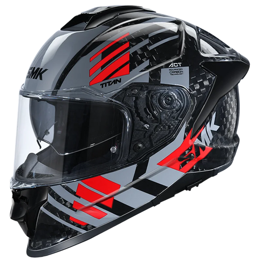 SMK HELMET TITAN CARBON T-RACE BLACK GREY RED (GL263)
