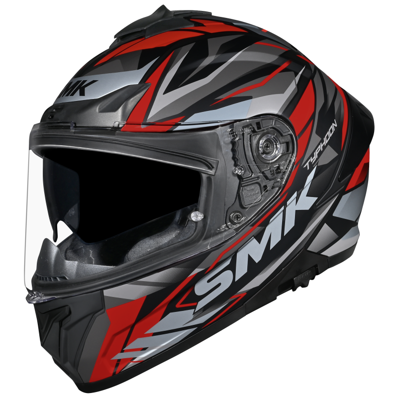 SMK HELMET TYPHOON RIVAL MATT BLACK GREY RED (MA263)