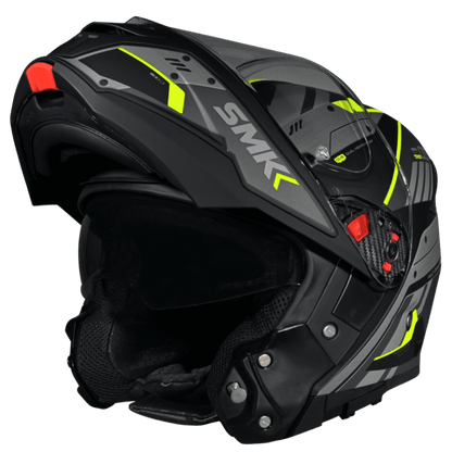 SMK HELMET GULLWING TEKKAR MATT BLACK GREY FLUO YELLOW (MA264)