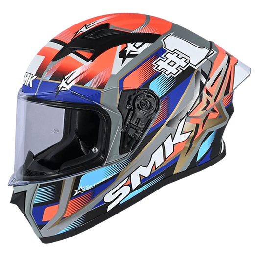 SMK HELMET STELLAR SP UNO MATT GREY BLUE ORANGE (MA657)