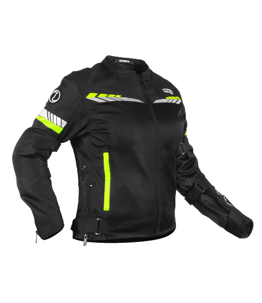 RYNOX JACKET AIR GT 4 WOMENS BLACK HI-VIZ GREEN