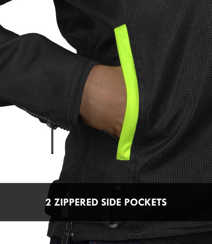 RYNOX JACKET AIR GT 4 WOMENS BLACK HI-VIZ GREEN
