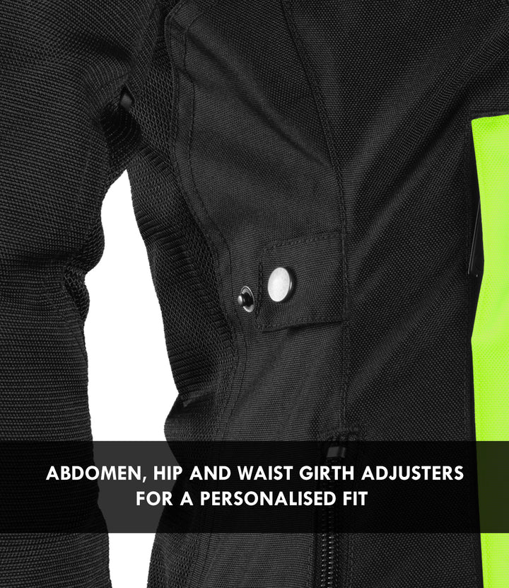 RYNOX JACKET AIR GT 4 WOMENS BLACK HI-VIZ GREEN