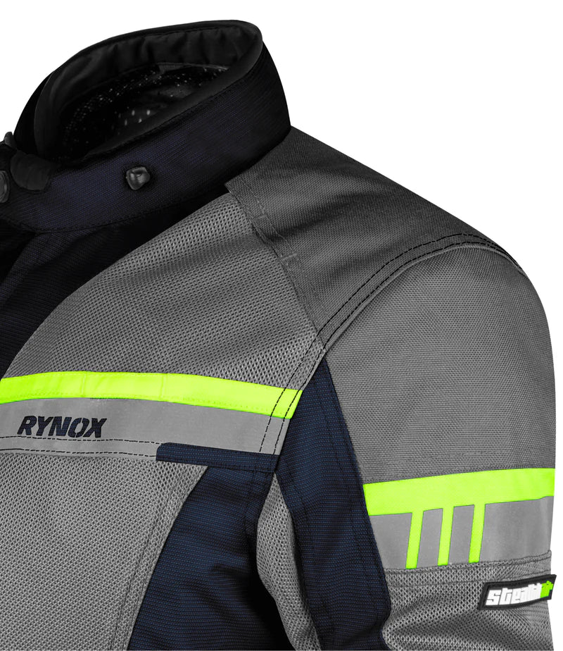 RYNOX JACKET STEALTH AIR PRO BLUE HI-VIZ GREEN
