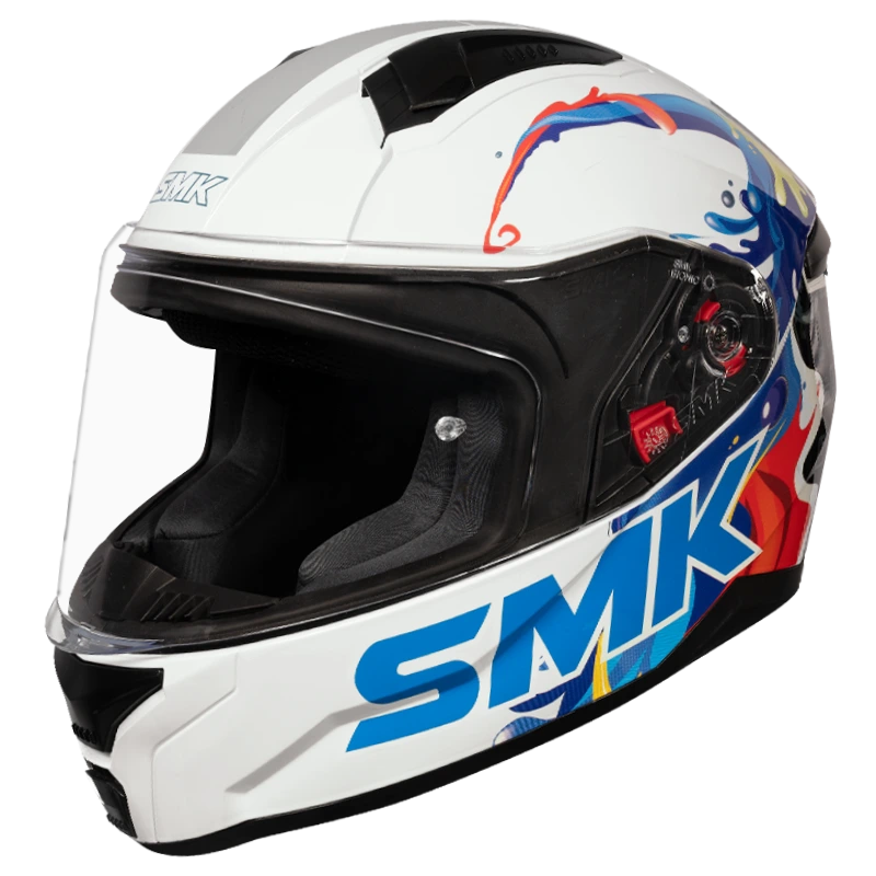 SMK HELMET BIONIC YOUTH SPLASH WHITE BLUE YELLOW (GL154)