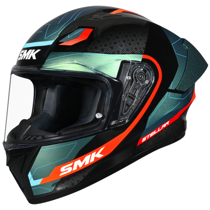 SMK HELMET STELLAR SP FLIGHT BLACK BLUE ORANGE (GL257C)