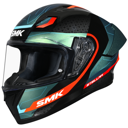 SMK HELMET STELLAR SP FLIGHT BLACK BLUE ORANGE (GL257C)