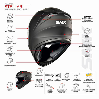 SMK HELMET  STELLAR KPOWER BLACK GREY ORANGE (GL267)