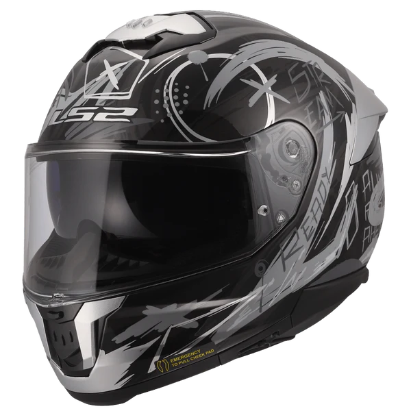 LS2 HELMET FF320 STREAM II SCRATCHES BLACK NARDO GREY