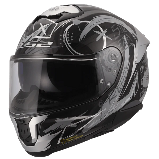 LS2 HELMET FF320 STREAM II SCRATCHES BLACK NARDO GREY