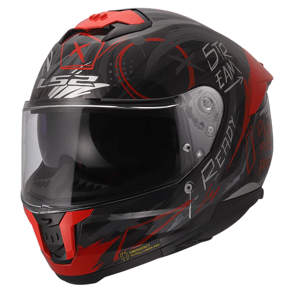 LS2 HELMET FF320 STREAM II SCRATCHES BLACK RED