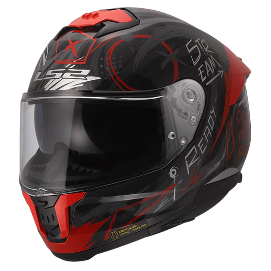 LS2 HELMET FF320 STREAM II SCRATCHES BLACK RED