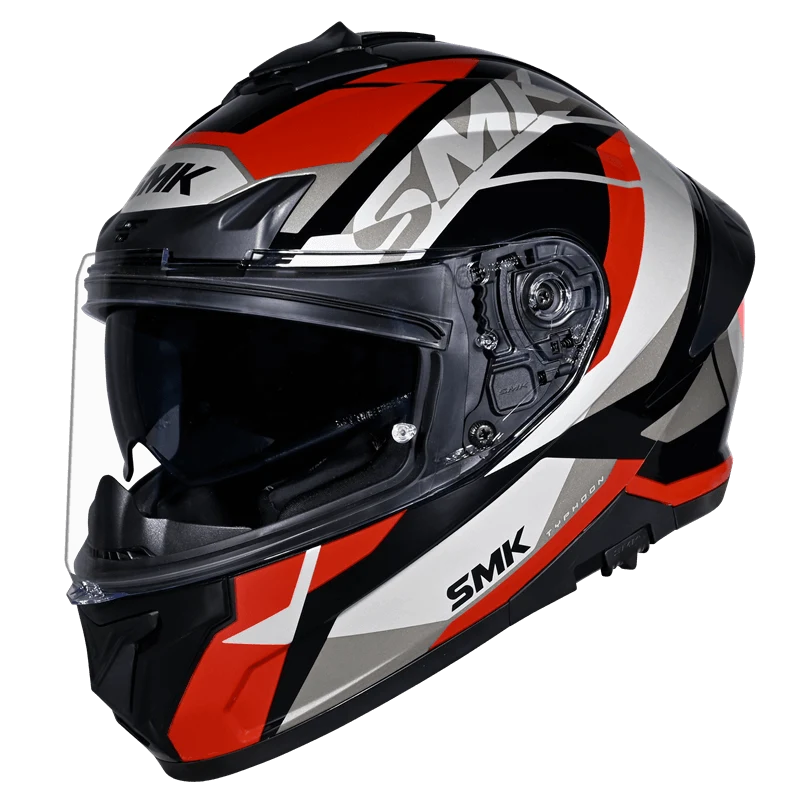 SMK HELMET TYPHOON STYLE MATT BLACK RED GREY (MA236)