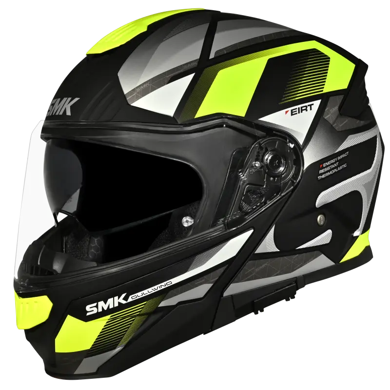 SMK HELMET GULLWING VENTURE MATT BLACK GREY NEON YELLOW (MA264)