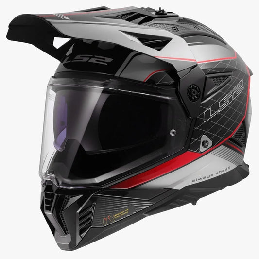 LS2 HELMET MX436 PIONEER II MERIDIAN BLACK GREY RED