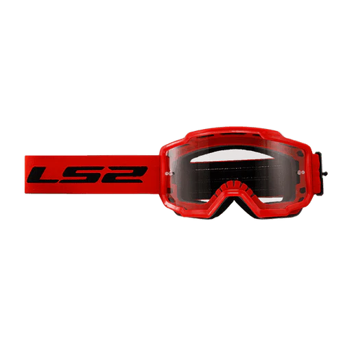 LS2 OFFROAD CHARGER PRO GOGGLE RED WITH CLEAR VISOR
